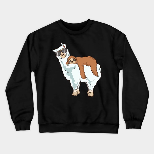 Cute & Funny Sloth Riding Llama Crewneck Sweatshirt by theperfectpresents